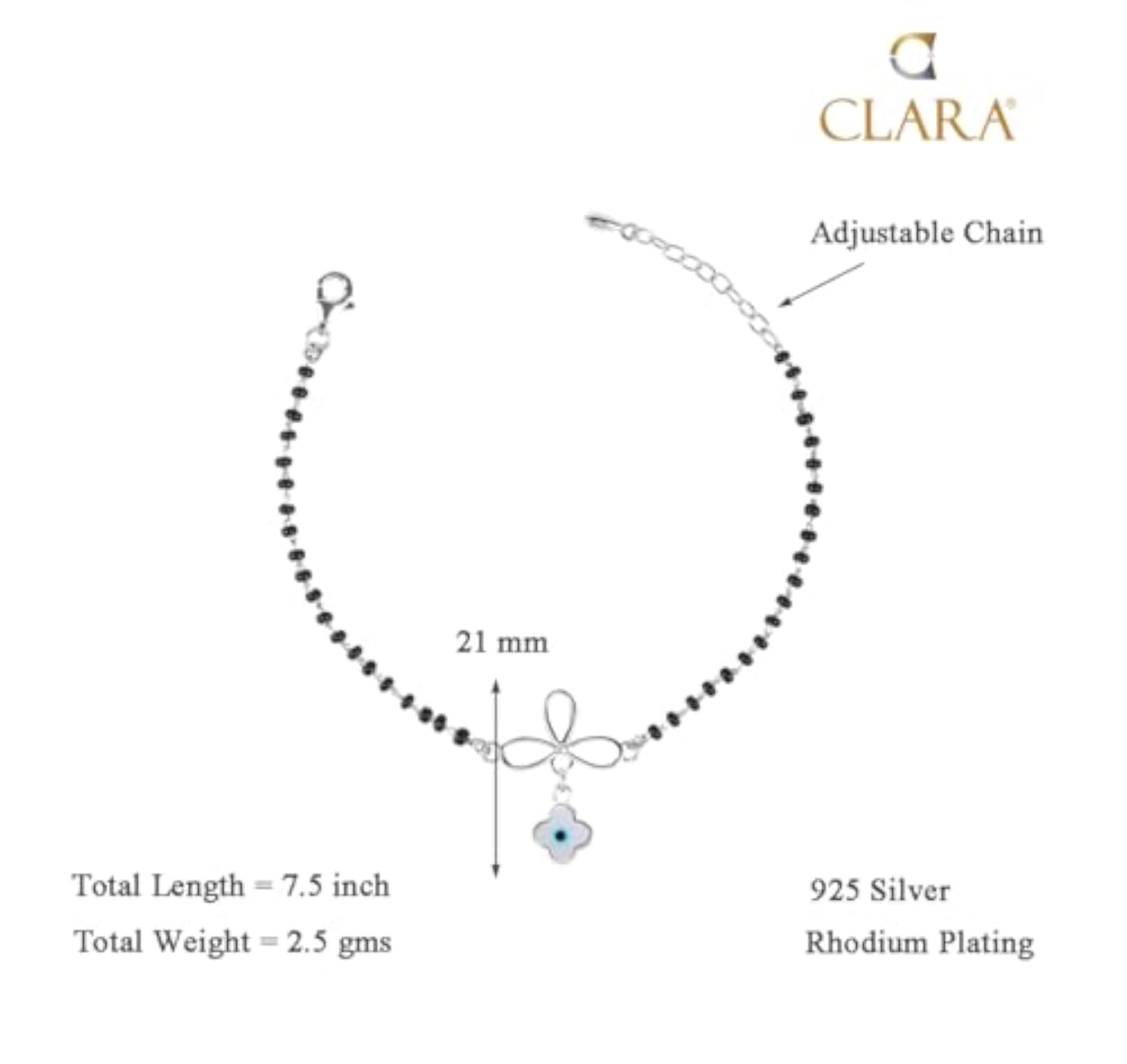 Women's 925 Silver Evil Eye Flower Hand Mangalsutra Bracelet