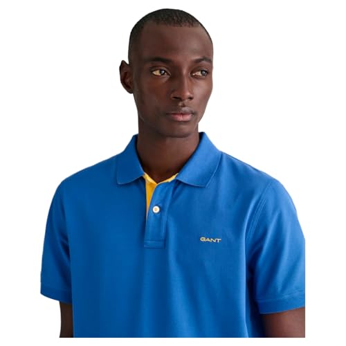 Gant Herren REG Contrast Pique SS Rugger, Rich Blue, M – Ansicht 3