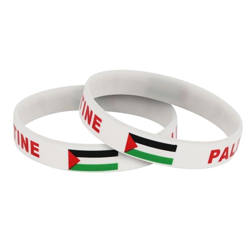 Evankin Country Flag Unisex Silicone Bracelet Rubber Sports Fashion Wristband(Palestine,one size)