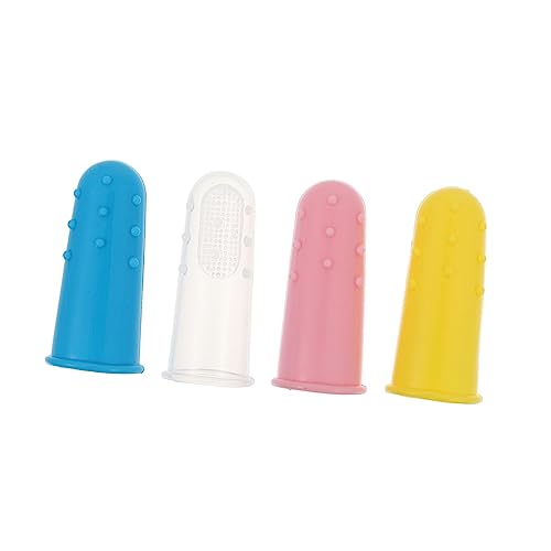 Veemoon 4 piezas Cepillos de Dedo de Silicona para Bebés Herramienta de Limpieza Bucal Infantil Cepillo Suave para Dientes y