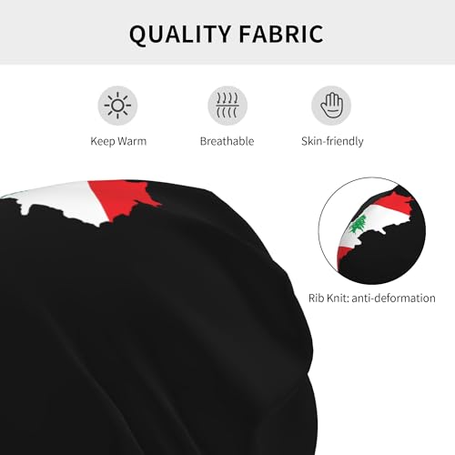 Lebanese Flag map Children Hip Hop Knitted Hat Kids Elastic Leisure Knit Cap Warm Sleep Beanies Black3