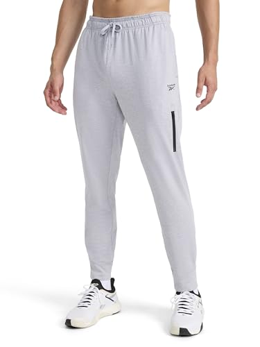 Reebok Men’s Dunk Jogger, Standard Fit, 30” Inseam, Lightweight Stretch Poly-Blend Fabric, Grey Heather, X-Large - image 1