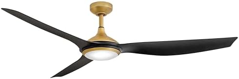 Hinkley Talan 64" LED Smart Fan, White Polycarbonate Shade, Modern, Matte Black Blades, Heritage Brass Finish
