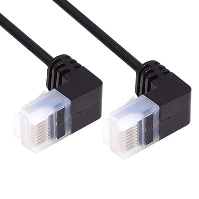 CY Ultra Thin Slim Cat6 Ethernet Cable RJ45 Down Angled 25cm UTP Network Cable Patch Cord 90 Degree Cat6a LAN for Laptop Router TV Box