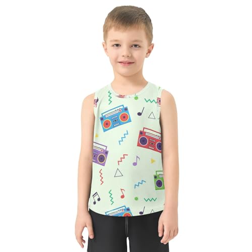 J JOYSAY Colorful Music Tape Note Boys Tank Top Sleeveless Muscle Shirts Quick Dry Sport Active Workout Kids T-Shirts 3-15T2