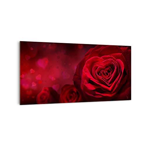 Küchenrückwand 'Rosen und Herzen' in div. Größen, Glas-Rückwand, Wandpaneele, Spritzschutz & Fliesenspiegel