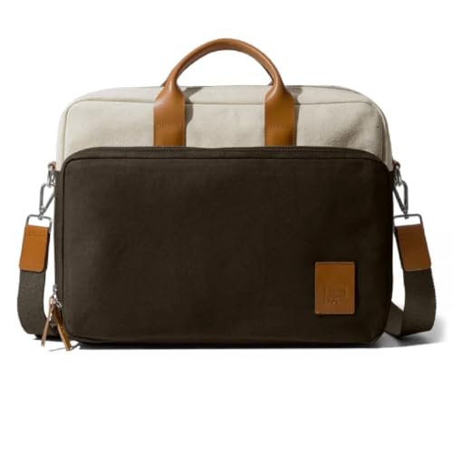 Image of DailyObjects 100% Cotton Canvas Commute Laptop Messenger Bag for Men & Women | Travel Shoulder Handbag With Trolley Sleeve | Metal Zip Closure | Leather Handles | Padded Laptop Compartment For 14 inch