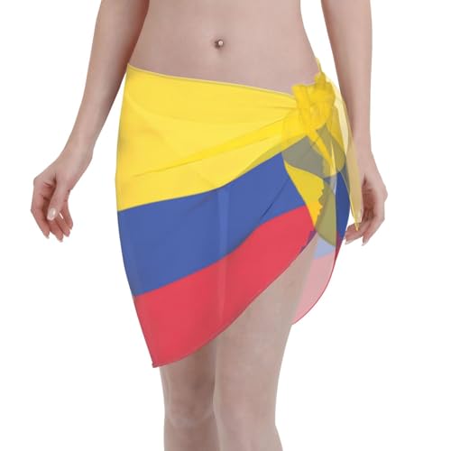 Paréo d'été imprimé drapeau de la Colombie pour femme, Noir , taille unique
