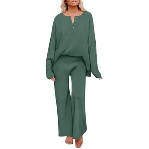 RITERA Womens Plus Size 2 Piece Lounge Set, Long Sleeve Waffle Loungewear