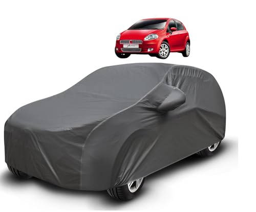Image of Auto Hub Waterproof Car Cover Compatible with Punto with Mirror Pockets, Soft Cotton Lining, Punto Car Cover Waterproof, Grey