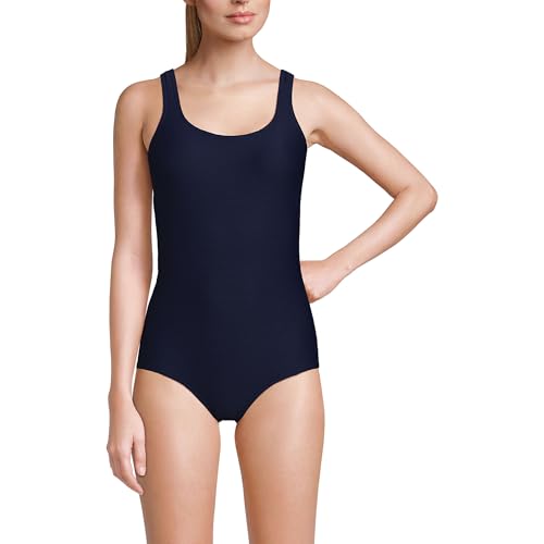Lands' End Womens Chlorine Resistant Ottoman Rib Tugless Tank Soft