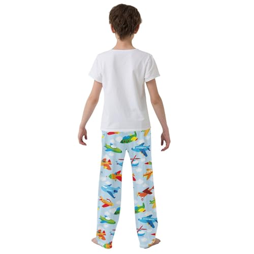 ZZXXB Colorful Airplanes Boys Long Pants Soft Trousers Elastic Waist Kids Lounge Bottoms with Pockets S-XL3