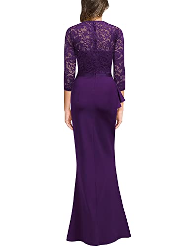 Image of MISSMAY Women's Vintage Floral Lace Ruffle Half Sleeve Evening Party Formal Long Dress