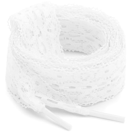 WEGOODZF Flat Lace Fancy Shoelaces: 2 Pairs 47 Inch White Lacy Shoe Laces