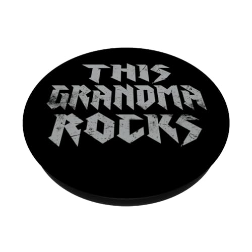 Rock N Roll This Grandma Rocks Rock Music Lover PopSockets Swappable PopGrip, Black - Image 2