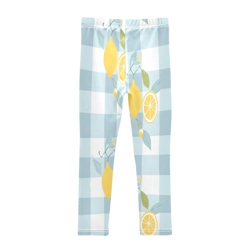 Toddler Girls Leggings Printed Yoga Pants Leggings Lemon Blue and White Plaid for Kids2
