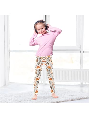 Girls Leggings Squirrels Pine Cones and Maple Tree Toddler Girls Clothes Toddler Comfortable Bottoms Girl Leggings 3-4T4