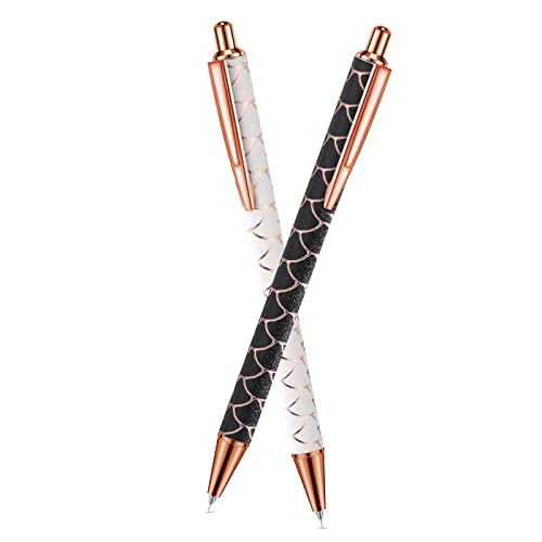 Epakh 2 Pieces Weeding Pen Vinyl Pen Pin Weeding Tool Fine Point Glitter Metal Vinyl Air Release or Car Puncturing Installation Retractable Craft Tool for DIY(Black White)