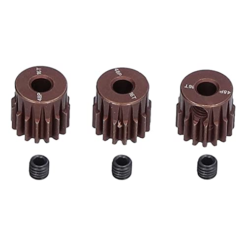 Drfeify Engranaje de Piñón RC 16T de 3 Piezas con Tornillo de Fijación M3 Apto para 1/10 RC Car 3.175mm Eje sin Escobillas / Motor Cepillado Cover