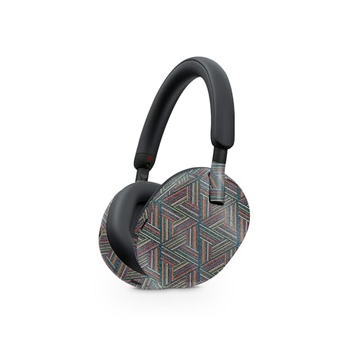 Image of MightySkins Glossy Glitter Skin Compatible with Sony WH-1000XM5 Headphones - Triangle Stripes | Protective, Durable High-Gloss Glitter Finish | Easy to Apply
