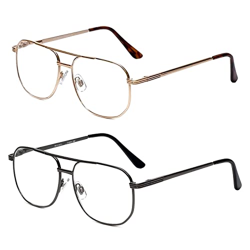 Image of Calabria 1106 Metal Aviator Reading Glasses in Gun-Metal or Gold