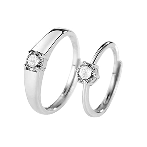 Bague ouverte en métal sterling S925 avec alliances de mariage 6 griffes