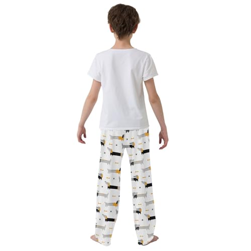 Boys' Pants Cute Long Dogs Dachshunds Long Bottoms Jogger Pants Elastic Waist Trousers with Pockets S-XL3