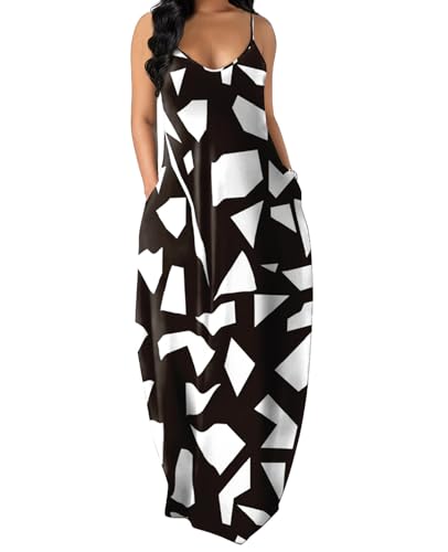 OFEEFAN Maxi Dresses That Hide Belly Fat Summer Color Block Floral Print Dress L