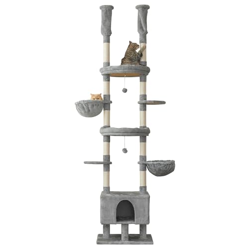 Torre para Gatos Ajustable 7 Niveles 235-258 cm Gris Claro miniatura 1