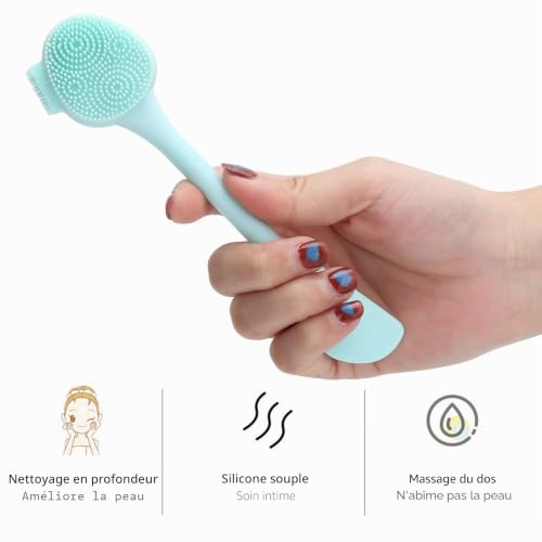 Raguso Brosse de Nettoyage du Visage Manuelle en Silicone pour Le Visage Brosse de Nettoyage du Visage en Silicone Bricolage bâton de mélange Brosse de Nettoyage de Maquillage(Vert) – vue 4