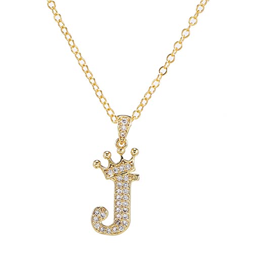 Letter A-Z pendant necklace Crown letter pendant Charming initials chain necklace, inlaid crystal letter necklace