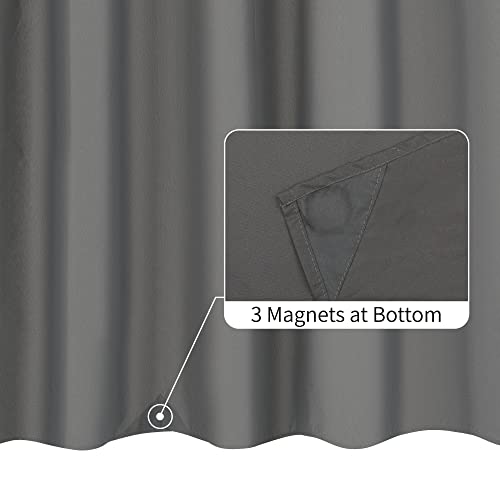 Image of ALYVIA SPRING Extra Long Fabric Shower Curtain or Liner Dark Gray, 72x84 | 3 Magnets, Soft Cloth & Hotel Quality, Machine Washable, Light-Weight, Extra Long Size