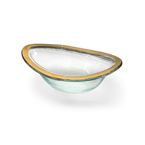 Annieglass Roman Antique 7.25 x 5 Inch Sauce Bowl with 24k Gold, Timeless Glass Tableware for all Occasions, Made in the USA