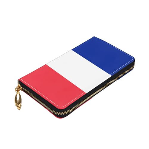 Leather Women Wallets, Long Credit Card Holder, French flag Print Billfold Clutch & Travel Purse Large Capacity3