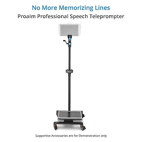 Image of Proaim Professional Speech Teleprompter for Tablets, Laptops & Monitors | Features a telescopic stand, 60 /40 beam splitter glass, and supports displays up to 17 inches