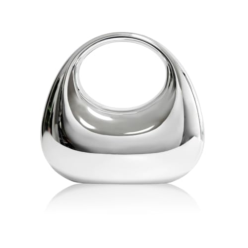 FUKEFUKEUS Acrylic Evening Handbags for Women Unique Moon Shape Clutch Purse Top-handle Hobo Bag for Wedding Party Cocktail