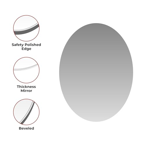 Image of 18x24 Inch Oval Frameless Wall Mirror - Modern Decorative Vanity Mirror for Bathroom, Bedroom, Living Room & Entryway