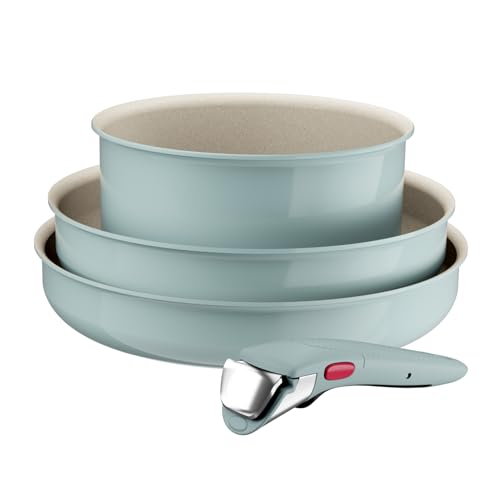 Tefal Ingenio Serenity Kochgeschirr-Set 4-teilig, Mineralia Antihaftversiegelung, platzsparend, stapelbar, für alle Herdarten… – Ansicht 2
