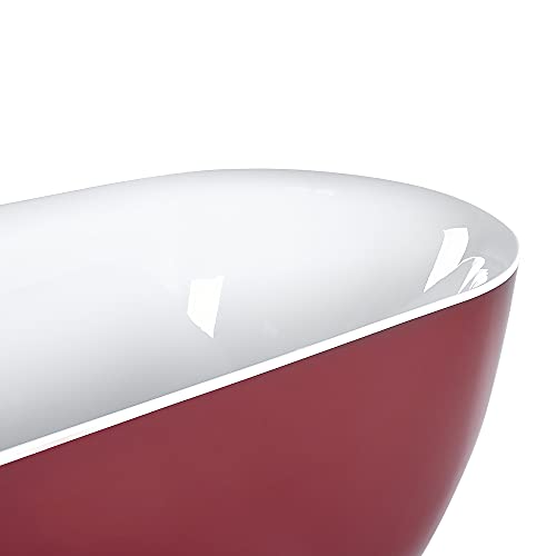Stilvolle Acryl Badewanne oval freistehend rot mit Überlauf 170 x 80 cm Carrera