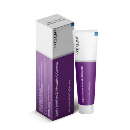 Image of Zeelab Kojic Acid 2% and Vitamin C Cream - Skin Brightening and Lightening Cream for Uneven Skin Tone, Dark Spots, and Pigmentation - For Face & Body - 20g Each (Pack of 5)