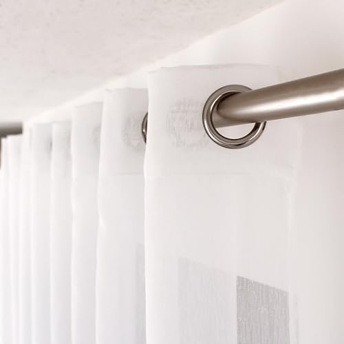 Enjoy Home Large White Net Curtain 240 x 240 cm with 12 Silver Eyelets Diameter 4 cm 100% Sandblasted Polyester Sandblasted Collection - Image 2