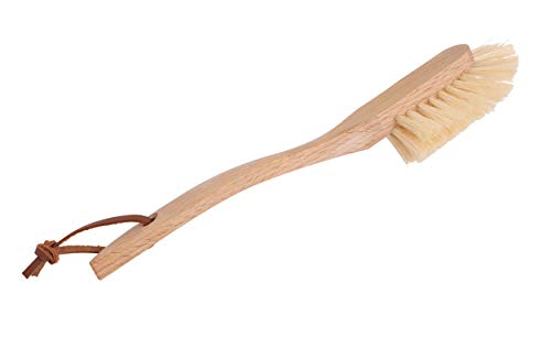 Image of Redecker Dish Brush Set, Tampico Fiber, Curved Handle, 2 Pack - Wrap-Around Design for Everyday Cleaning, Made in Germany