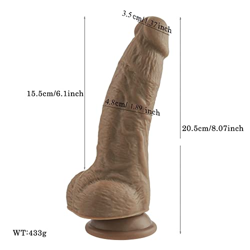 Riesiger Realistischer Dildo, 20,5 CM XXL Silikon Analdildo mit Starkem Saugnapf, Kleine Eichel großer dicker Penis Soft Anal Plug Sexspielzeug für Frauen, Männer Brown – Bild 7