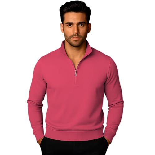 Image of Mack Jonney Men's Fleece Half-Zip High Neck Sweatshirt | Warm & Stylish Winter Wear -M4380