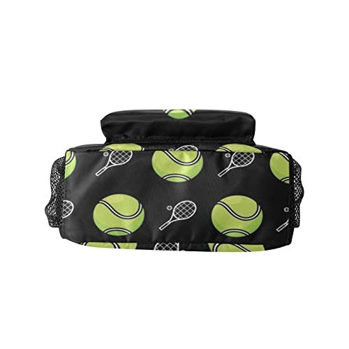 Green Tennis Balls Rackets Sport Personalized Backpack Waterproof Shoulder Bag Casual Travel Daypack with Name3