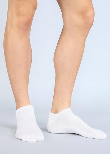 Image of ANCHOR Men's Bamboo Athletic Sneaker Length White Socks - Cushioned Terry Sole Sports Socks For Running, Gym, Workout and Training Socks for Men, Pack of 3 Pairs, Free Size