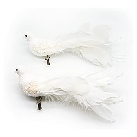 Yolococa White Birds Chirstmas Tree Decoration Bird, 10x2x3 inches, 2pcs Cover