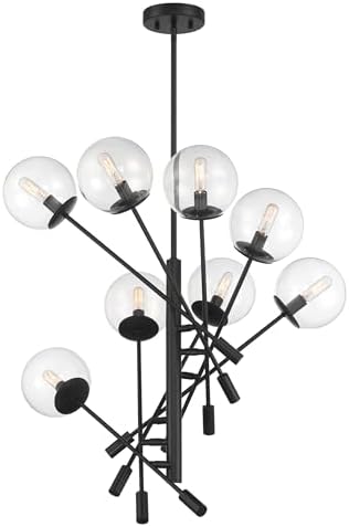 Minka Lavery 2748-66A Auresa Pendant, 8-Light, 320 Total Watts, 32-in H x 24.13-in W, Coal Black
