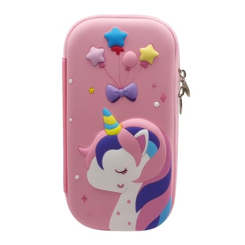 Estojo Escolar Infantil, Design Espacial e Unicórnio, EVA Resistente, Temático Astronauta e Unicórnio, Material Escolar com Zíper, Organizador de Papelaria (Unicórnio)