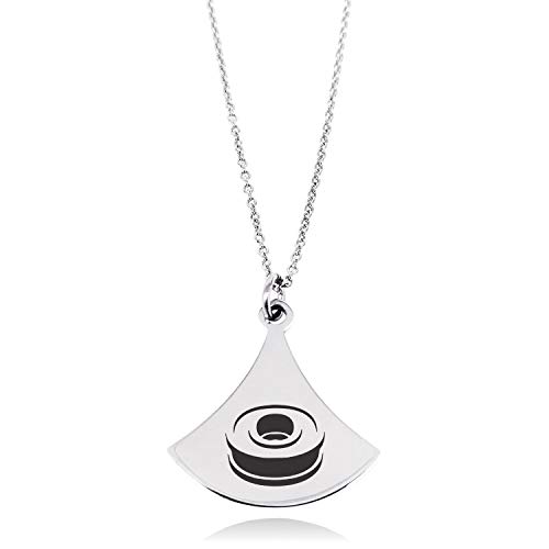 Stainless Steel Letter O Initial 3D Monogram Pendulum Curved Triangle Charm Pendant Necklace